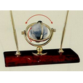 Crystal Globe Desk Set w/ 2 Gold Finished Pens